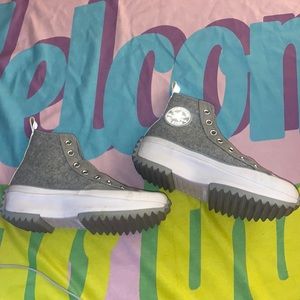 Converse run star hike sneakers. Grey wool exterior. Excellent condition.